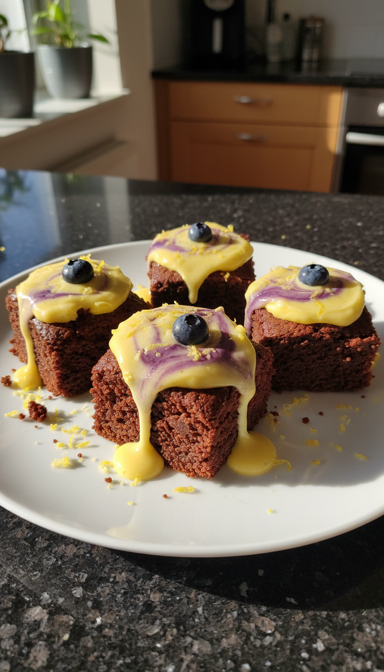 Zitronen Heidelbeer Frosted Brownies​