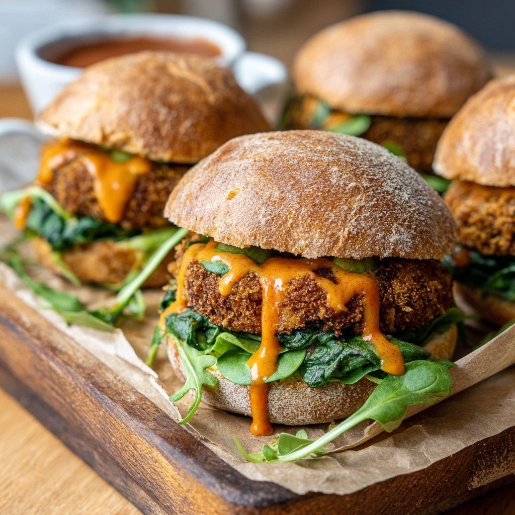 Buffalo Kichererbsen Sliders mit Spinat
