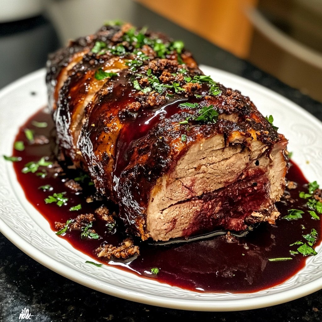 Weihnachtsbraten mit Rotweinsoße