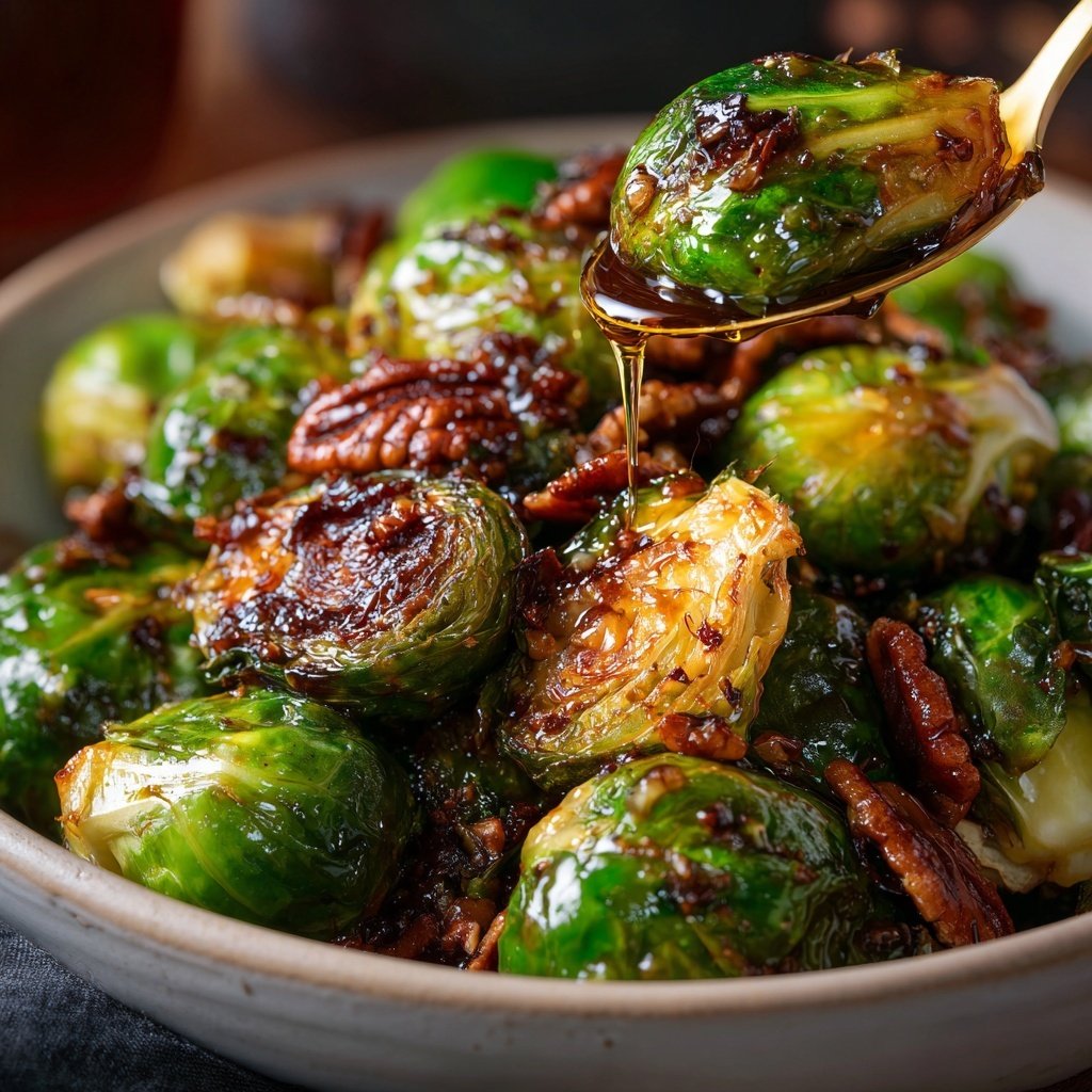 Rosenkohl aus dem Ofen mit Ahornsirup und Pekannüssen​​