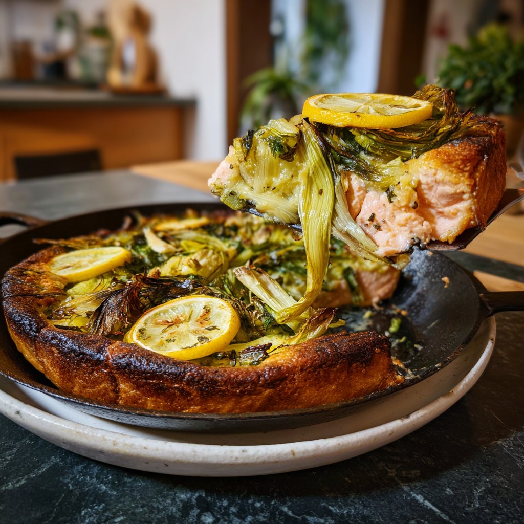 One-Pan Gebratenes Lachs mit Lauch