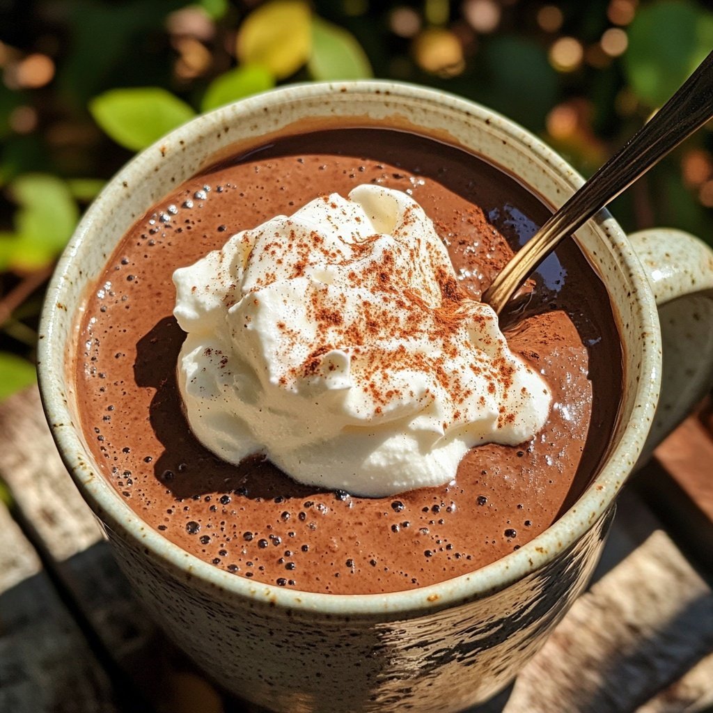 Heiße Schokolade mit Zimt, Vanille und Sahnehaube