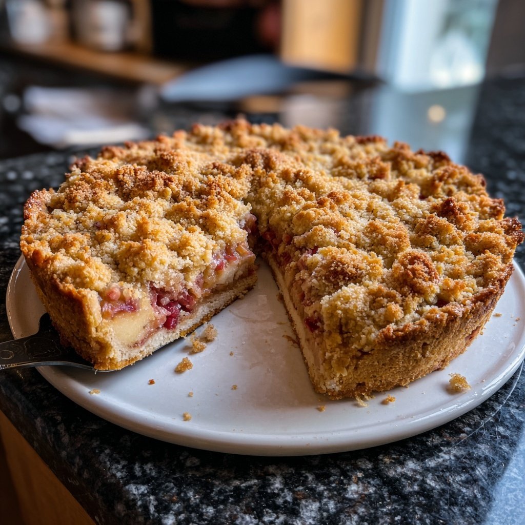 Vanille-Rhabarber Streuselkuchen