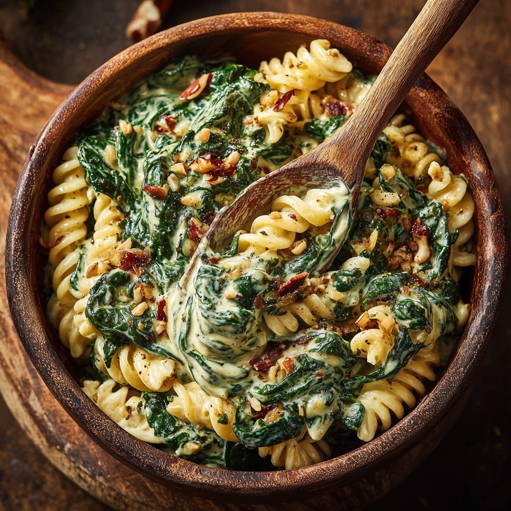 Cremige Spinat-Kernmus-Pasta