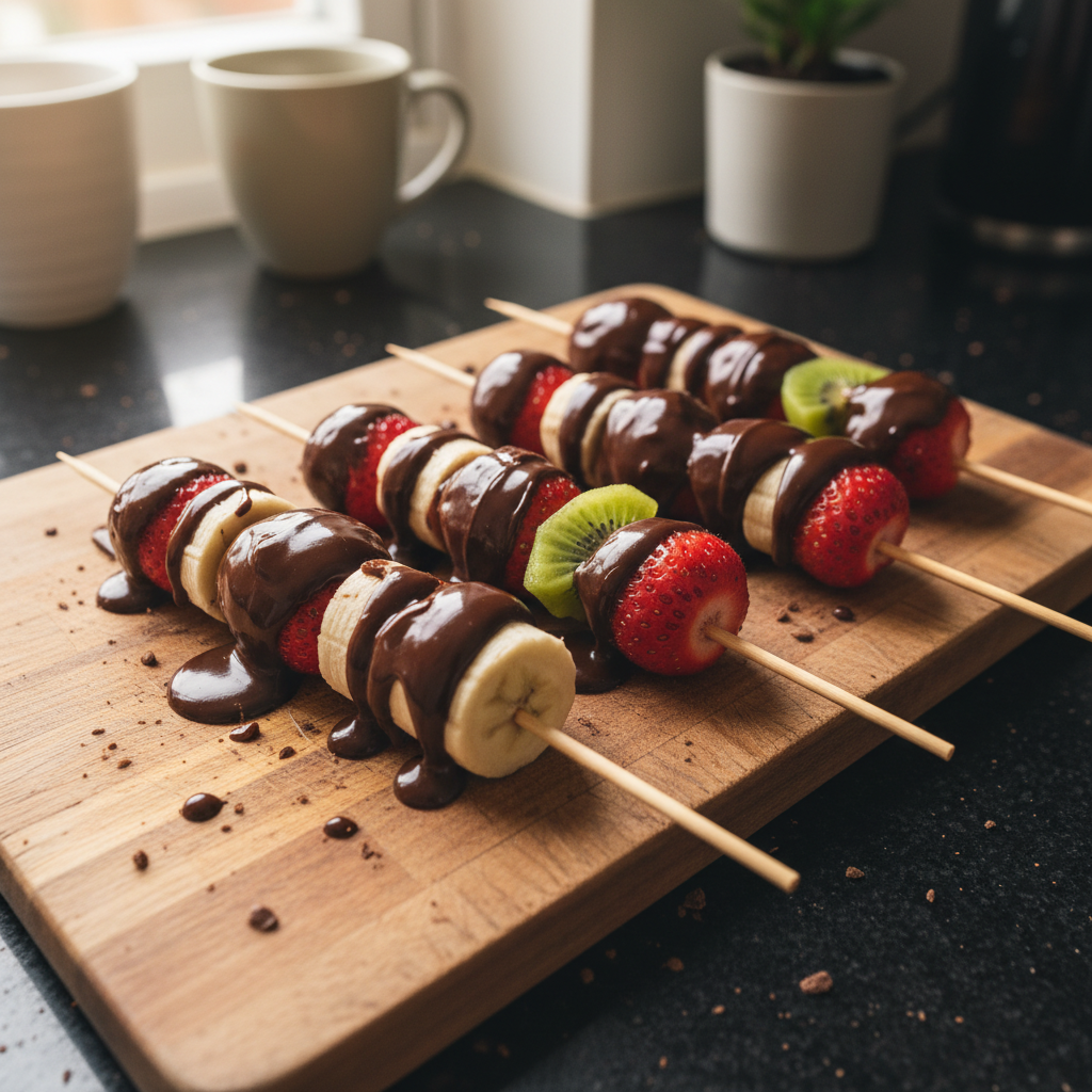 Exquisite Schokoladenüberzogene Fruchtspieße