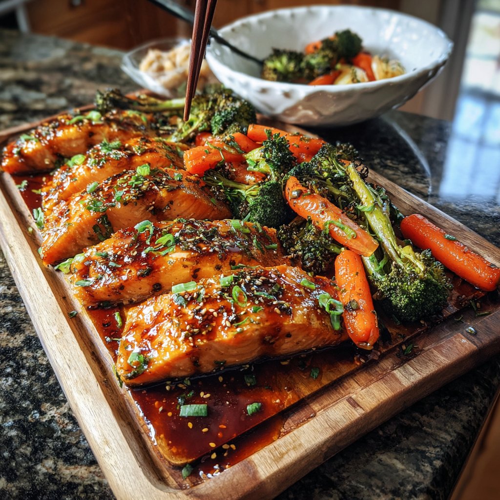 Miso-glasierten Lachs und Gemüse