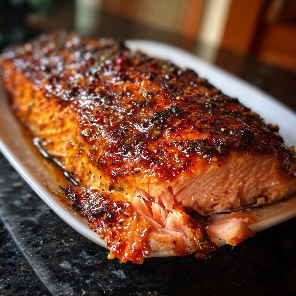 Weihnachtslachs aus dem Ofen mit Honig-Senf-Glasur​