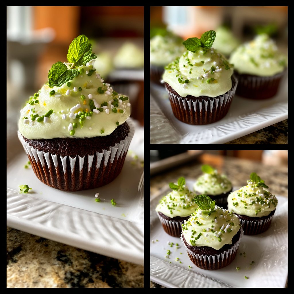 Grüne Samt Cupcakes