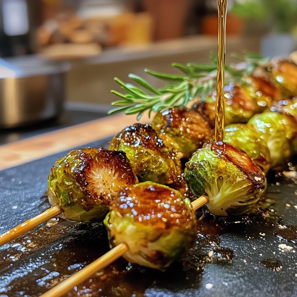 Rosenkohl-Spieße mit Ahornsirup