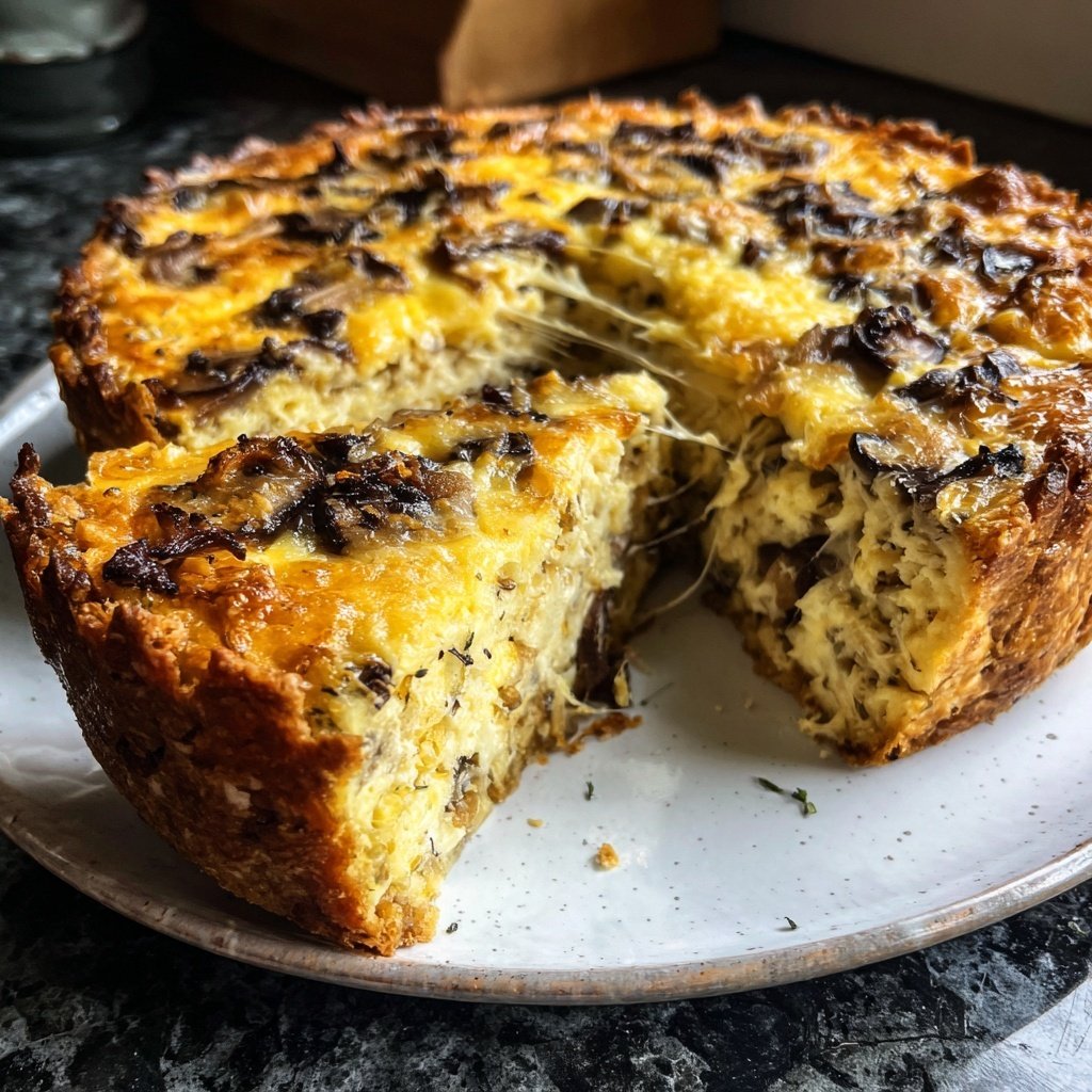Pilz Käse Frühstücks Quiche