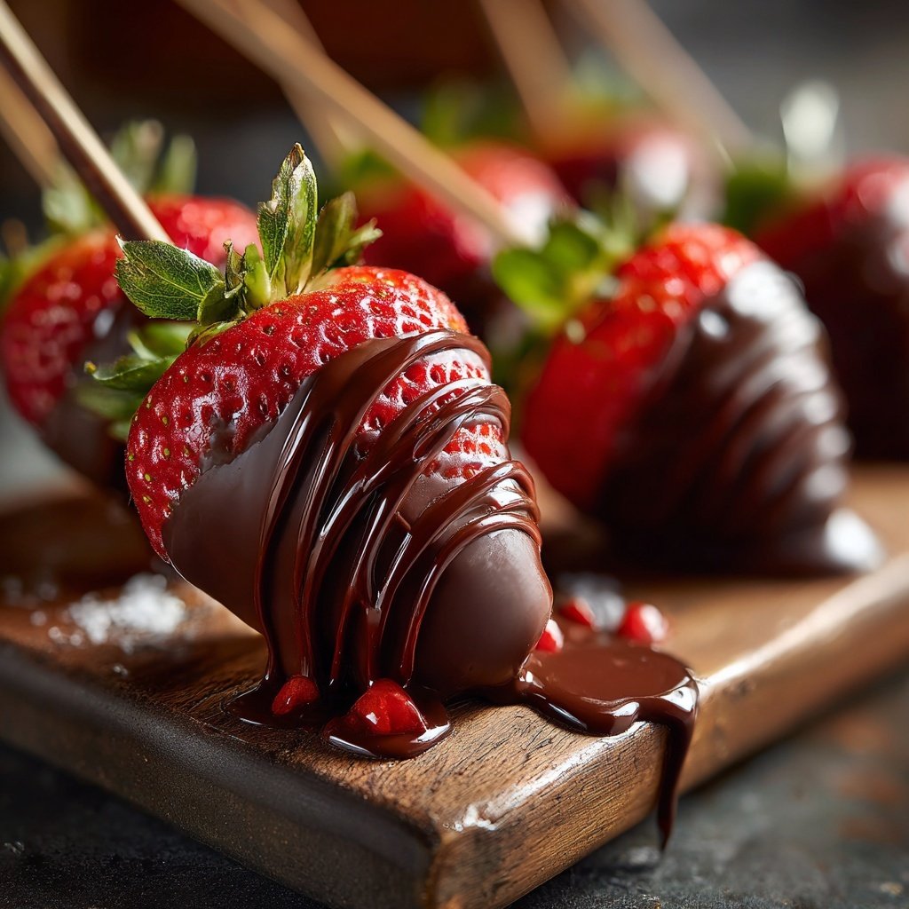 Schokoladen-umhuellte Erdbeer-Sticks
